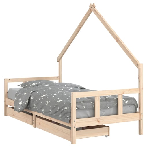 vidaXL Rama łóżka dziecięcego z szufladami, 90x200 cm, sosnowa