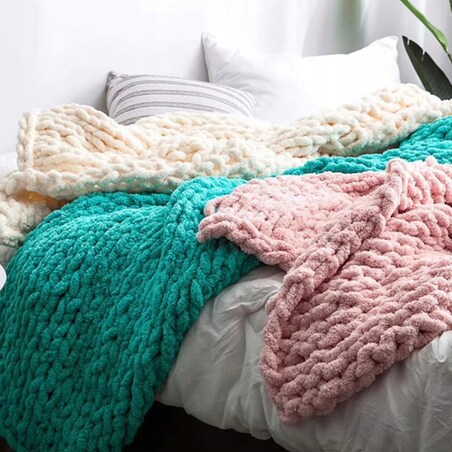 Włóczka do szydełkowania wyplatania gruba Chenille 20 mm niebieska #22