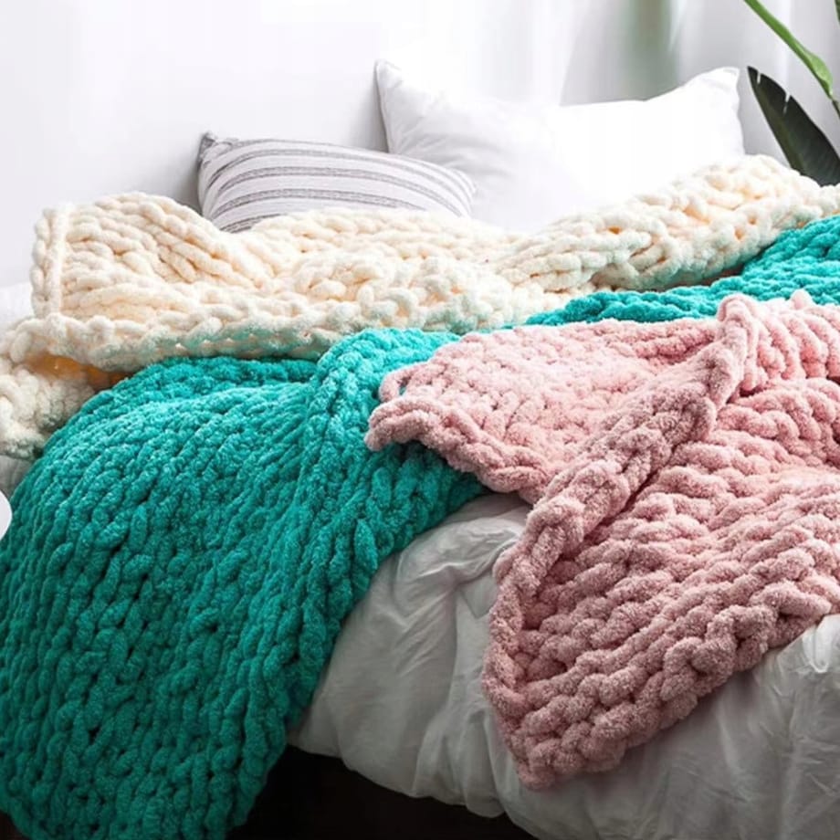 Włóczka do szydełkowania wyplatania gruba Chenille 20 mm niebieska #22