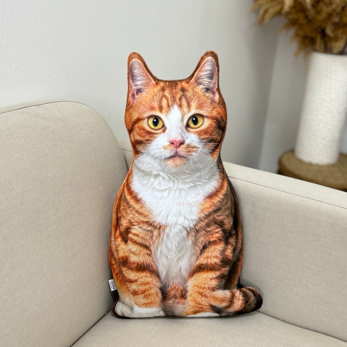 Poduszka dekoracyjna Kot rudy pręgowany z białymi łatkami