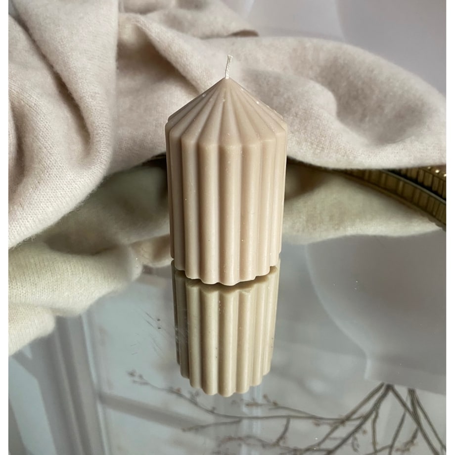 Świeca ekologiczna sojowa dekoracyjna "Grace" 80x50mm beżowa