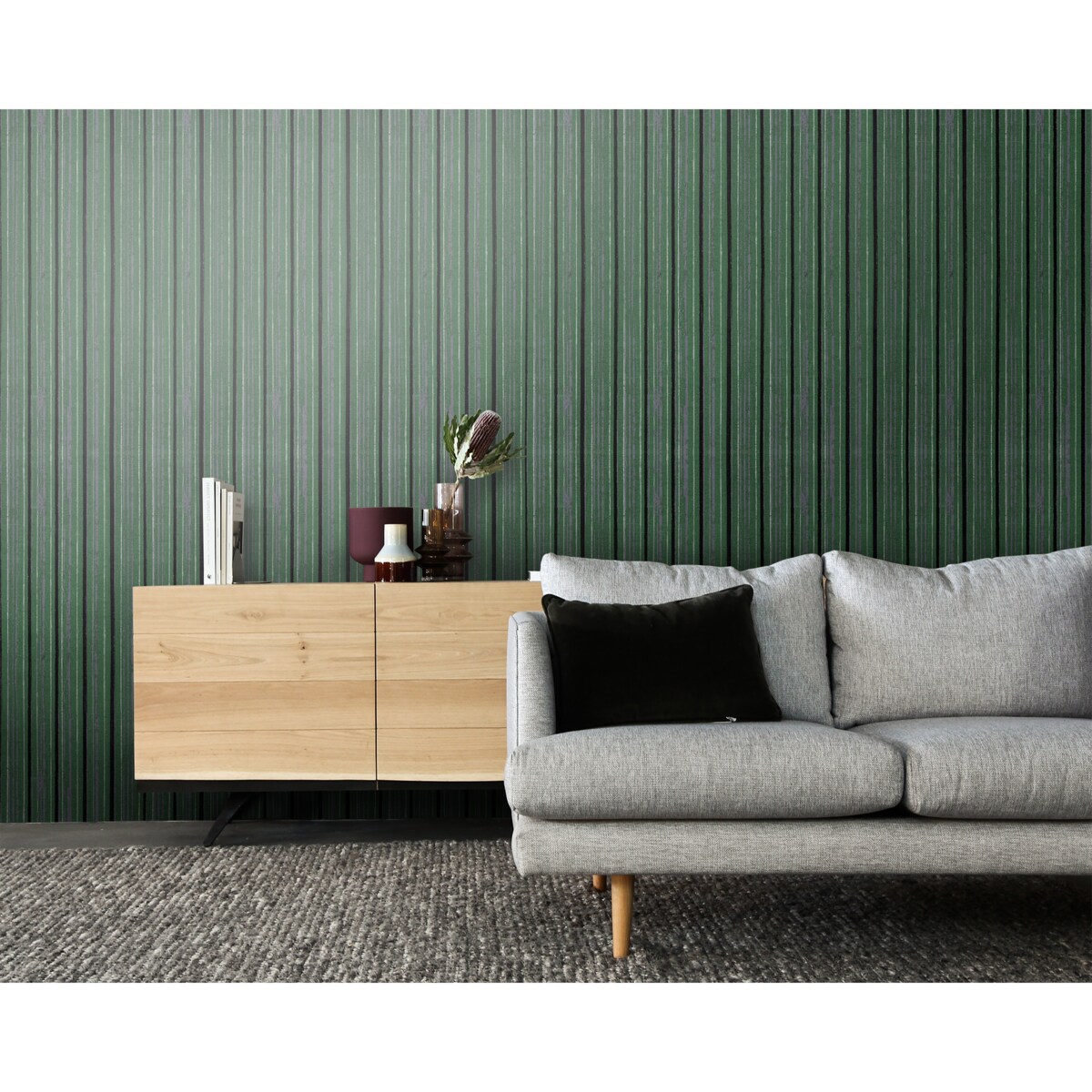 Tapeta Zielone paski, 416x254cm