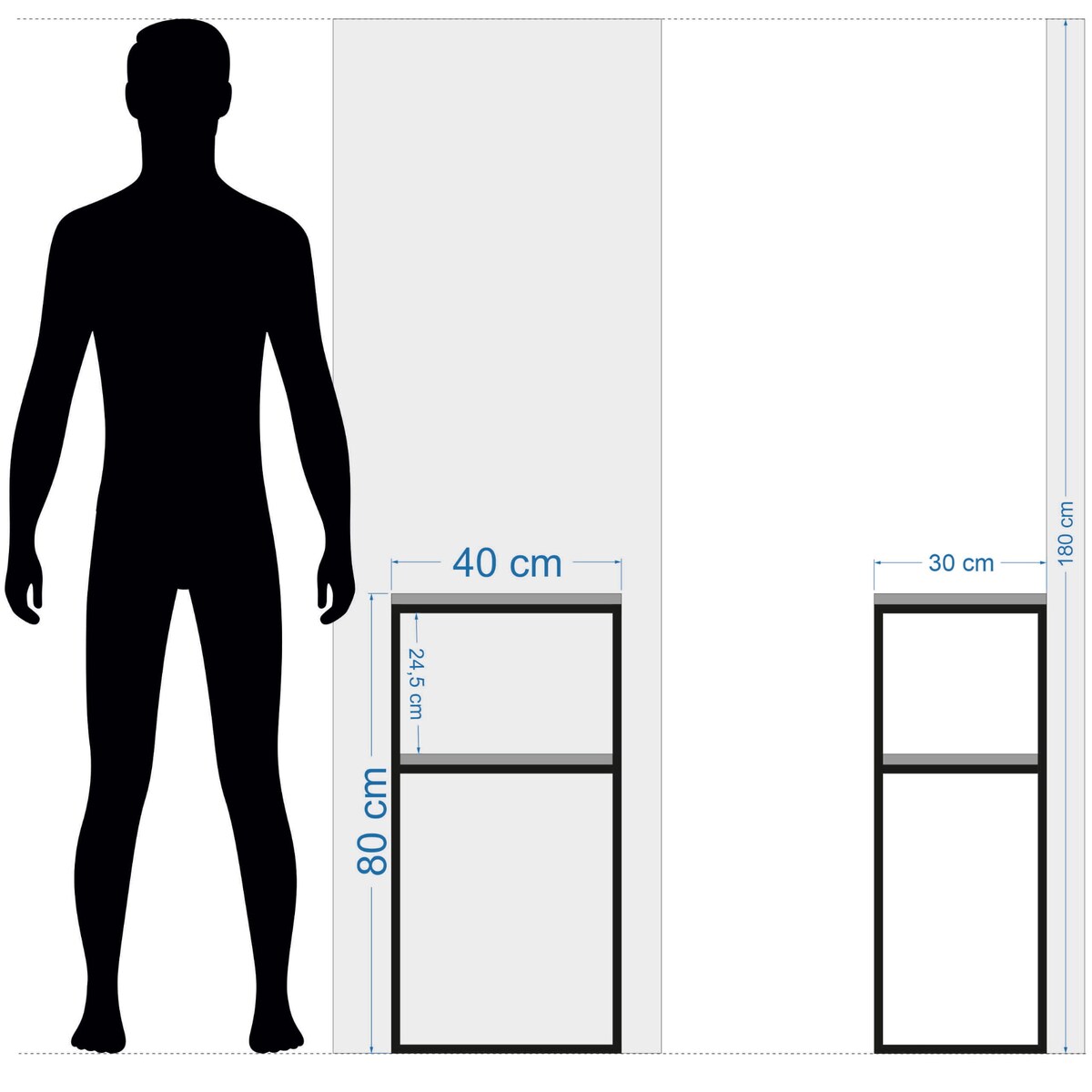 Konsola meblowa czarna 40x80x20cm podwójna