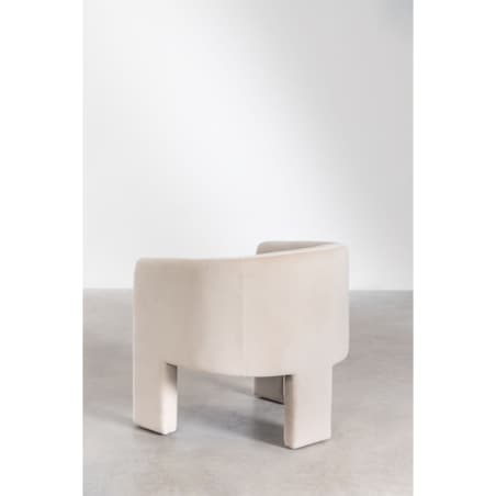 Fotel aksamitny na trzech nogach Maupiti kremowy