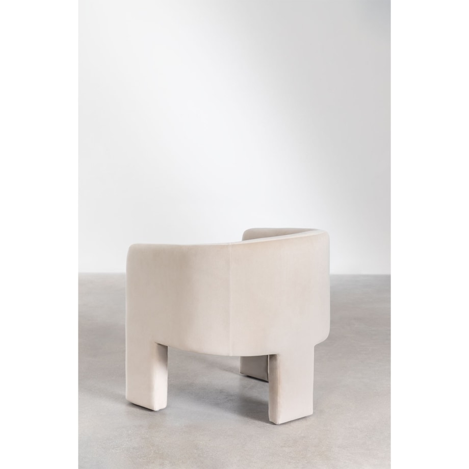 Fotel aksamitny na trzech nogach Maupiti kremowy