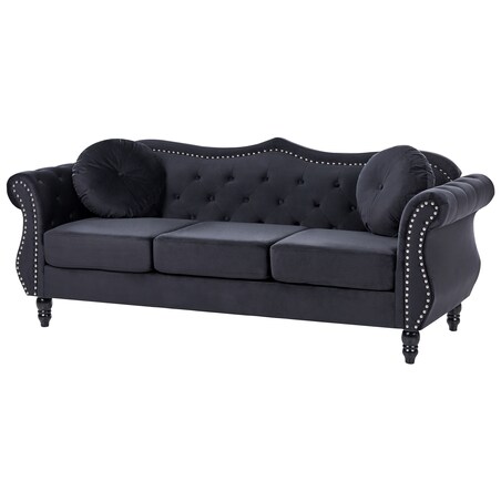 Sofa dla 3 osób SKIEN Welur Czarny