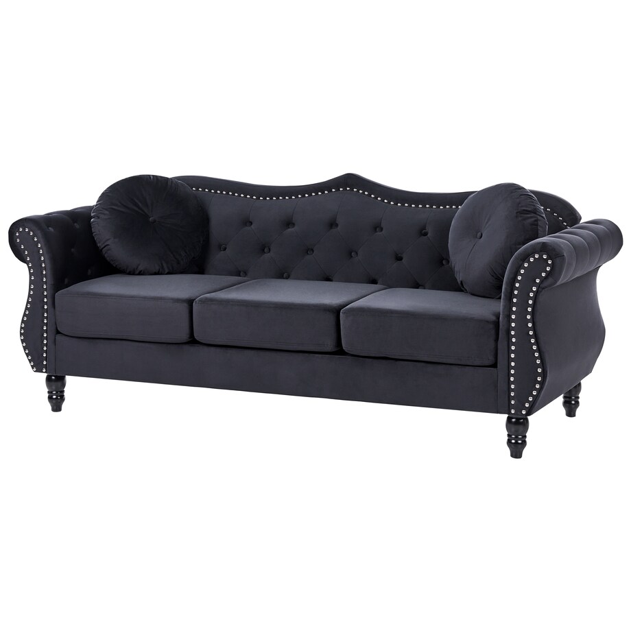 Sofa dla 3 osób SKIEN Welur Czarny