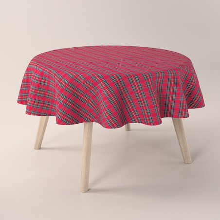 Obrus okrągły 130 x 130 cm czerwona kratka