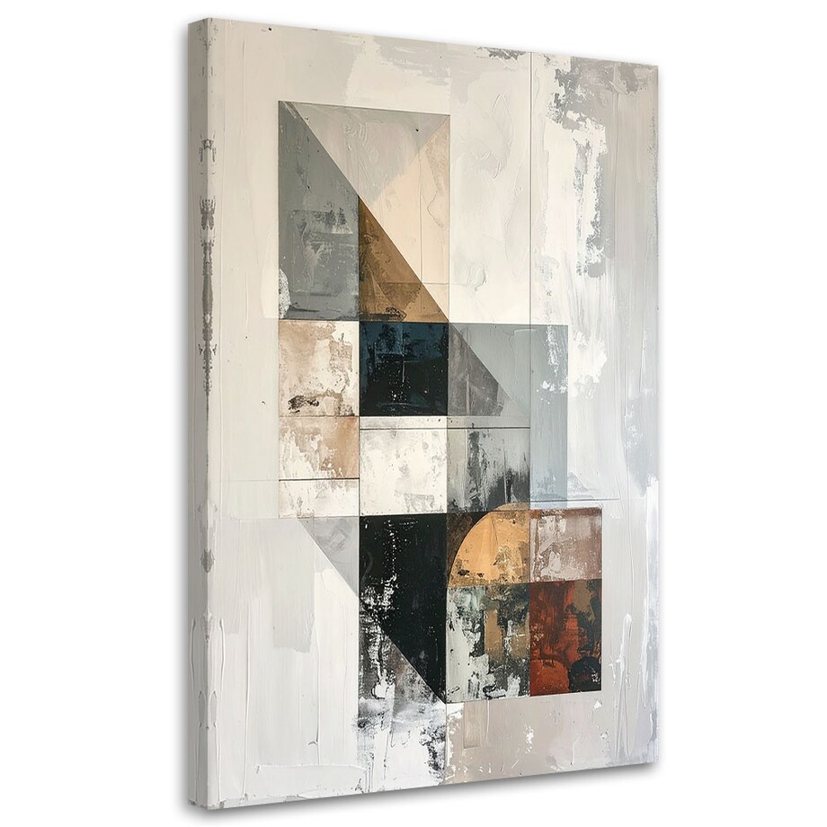 Obraz do salonu sypialni biura loftu, Nowoczesna Abstrakcja geometryczna w beżowo kolorach 20x30 cm
