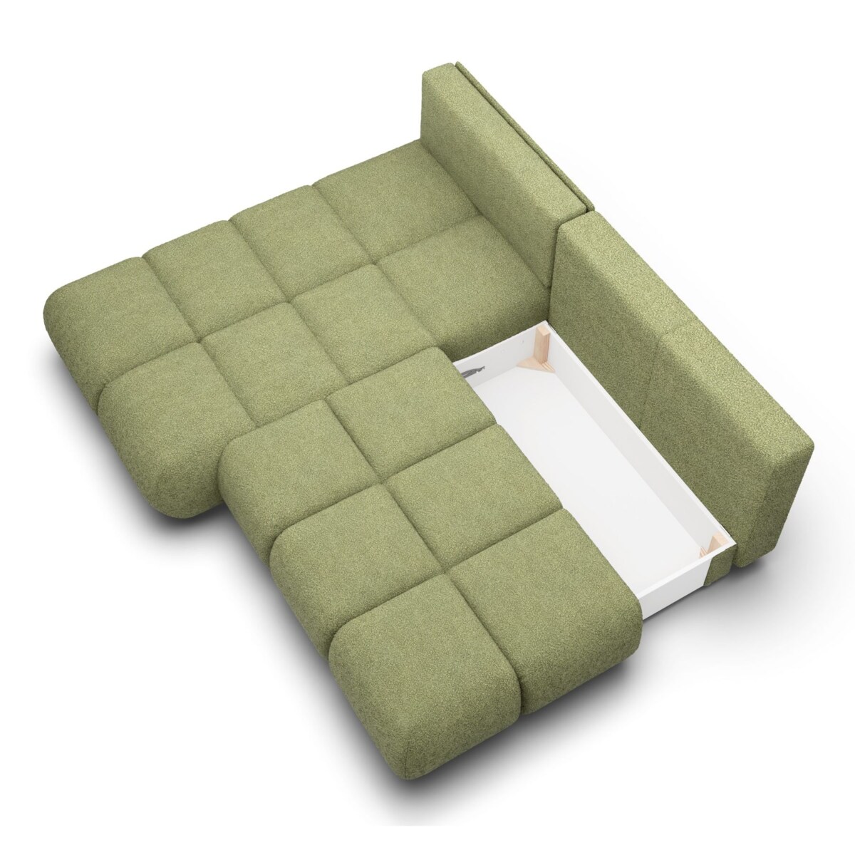 Pikowany Narożnik MILA rozkładany bez boczków lewy zielony