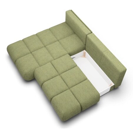 Pikowany Narożnik MILA rozkładany bez boczków lewy zielony
