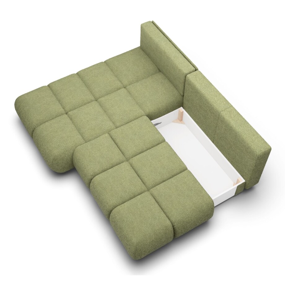 Pikowany Narożnik MILA rozkładany bez boczków lewy zielony