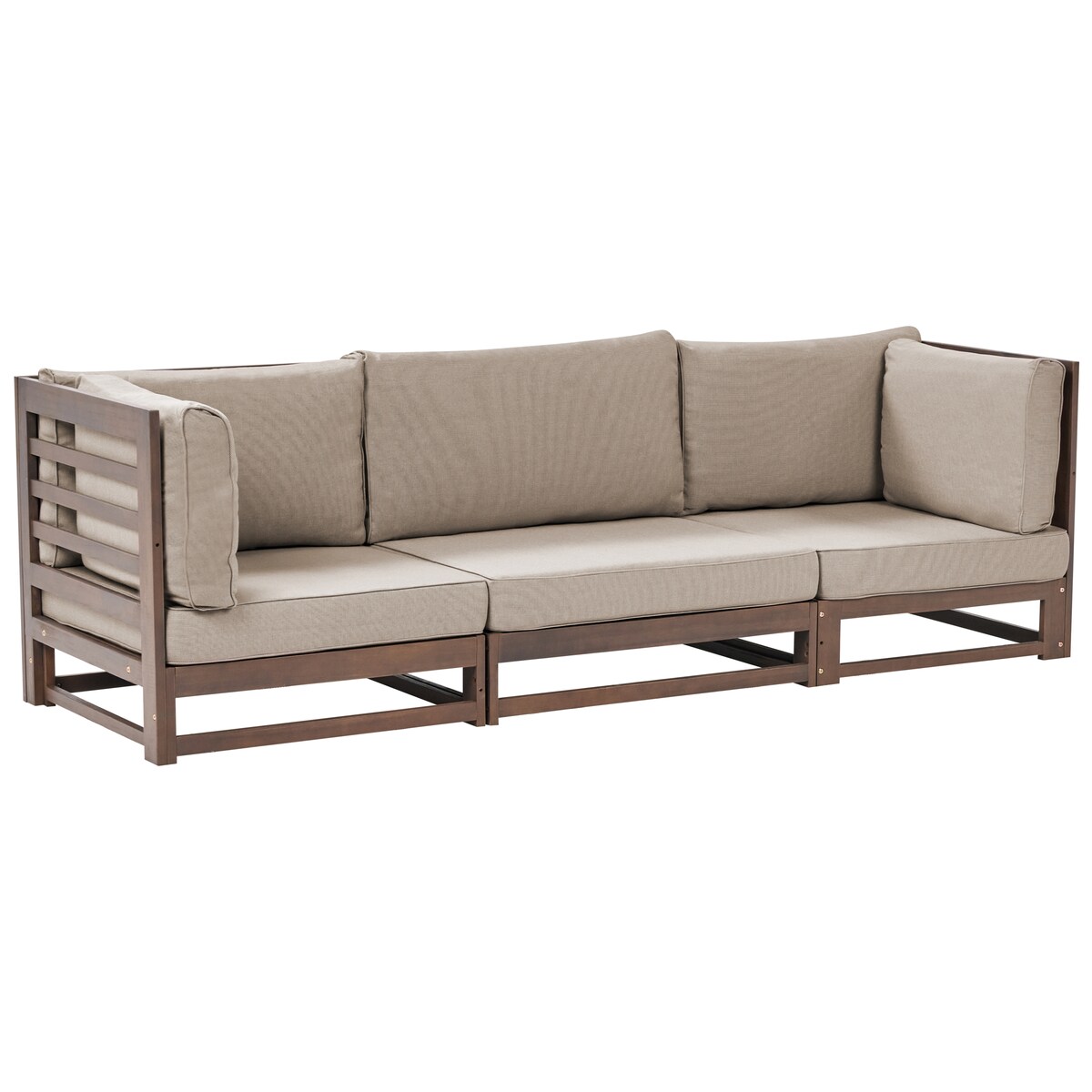Sofa ogrodowa dla 3 osób TRANI Modułowy Certyfikowane drewno akacjowe Ciemnobrązowy