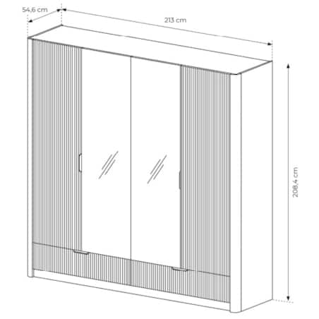 Szafa Duża Ryflowana LENA z lustrem, beżowa