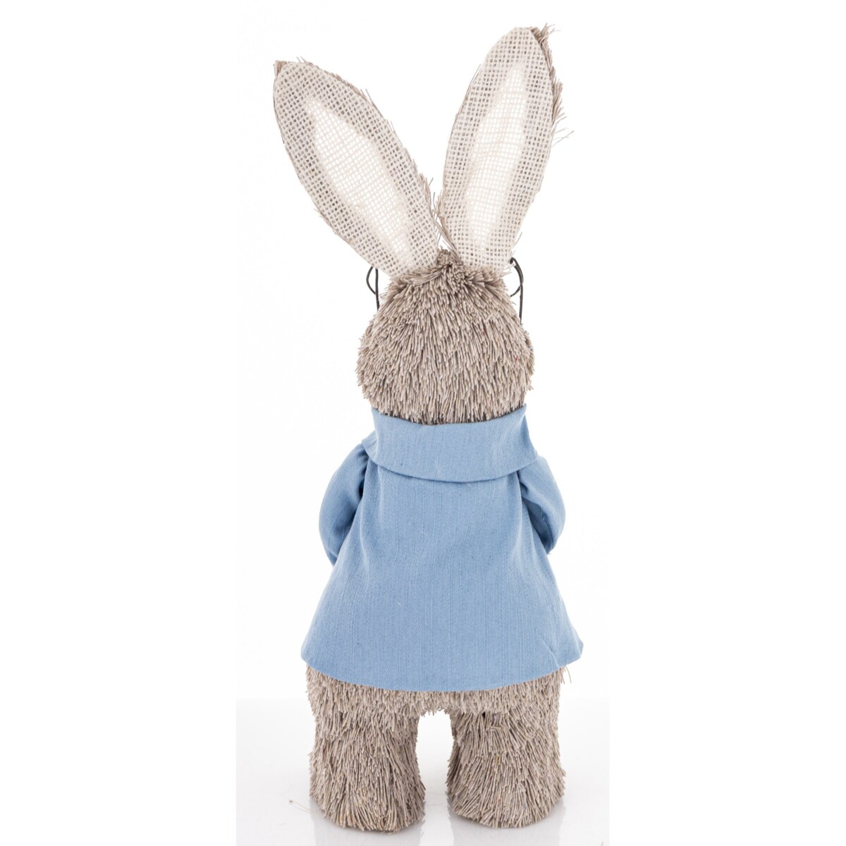 Dekoracja - króliczek w okularach 35x13x13 cm w niebieskiej kurtce