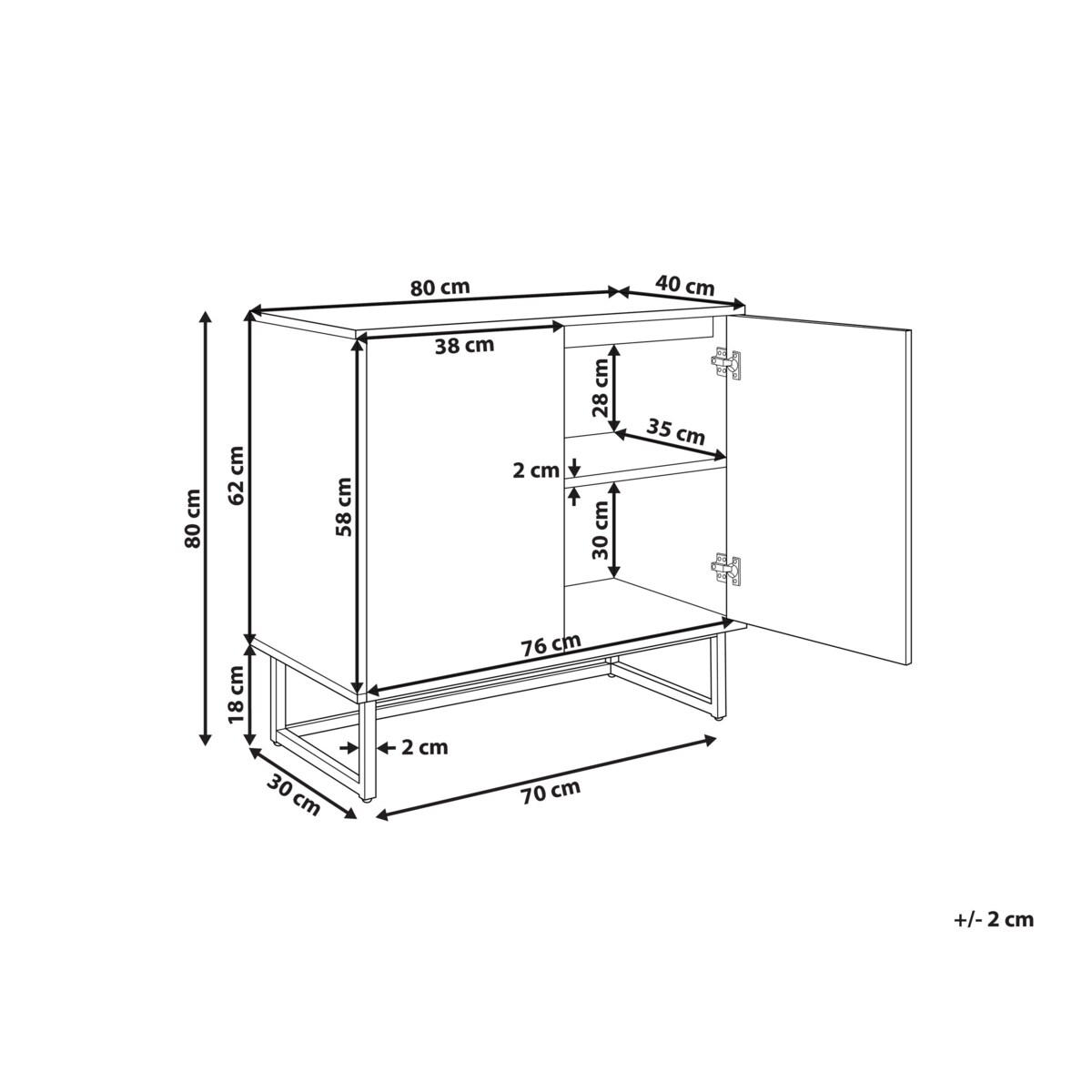 Szafka dwudrzwiowa jasne drewno z czarnym ALASKA
