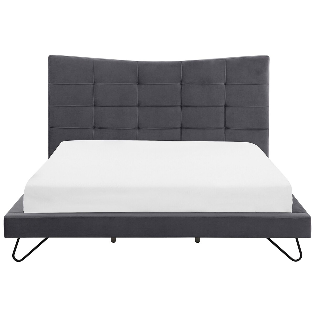 Łóżko welurowe 180 x 200 cm szare LANNION