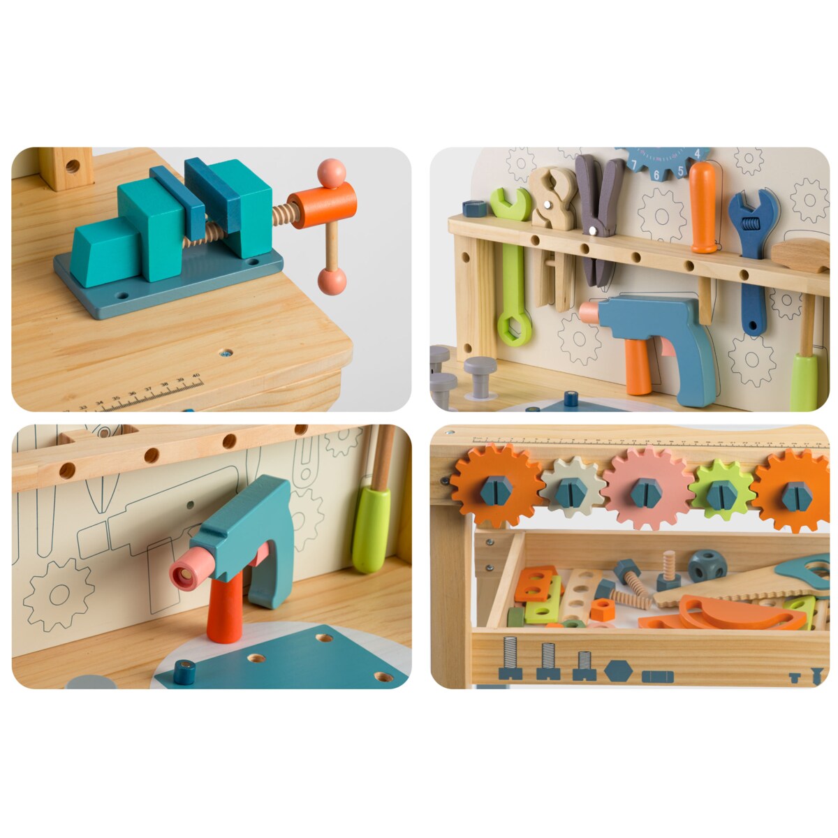 Drewniany warsztat dla dzieci z narzędziami stół Ricokids