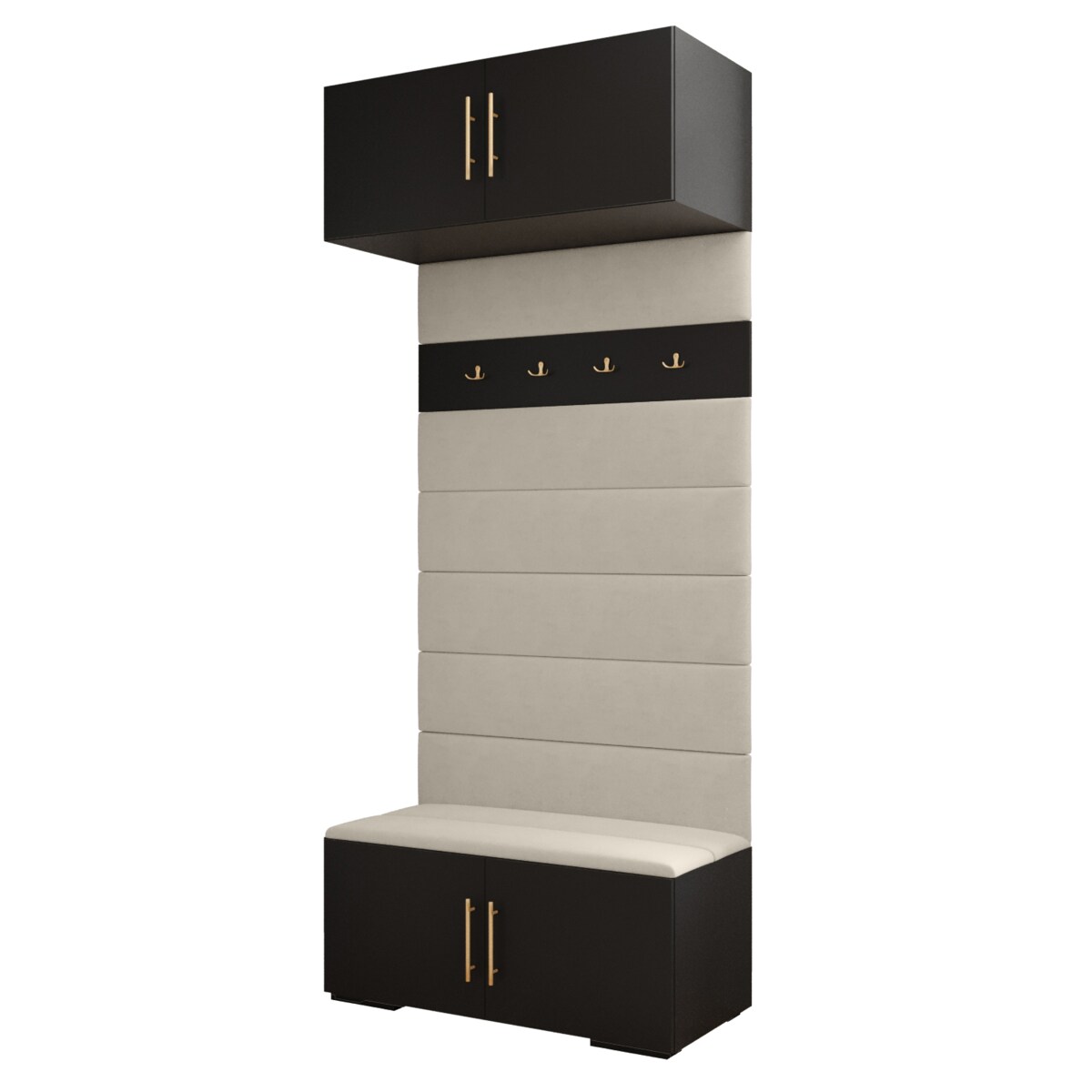 Garderoba do przedpokoju INOVA 3 czarny+złoty+manila02