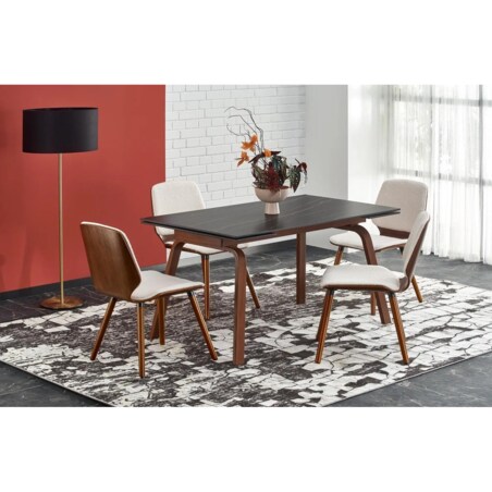 Stół rozkładany LOZANO 140(200)x82 czarny marmur/orzech