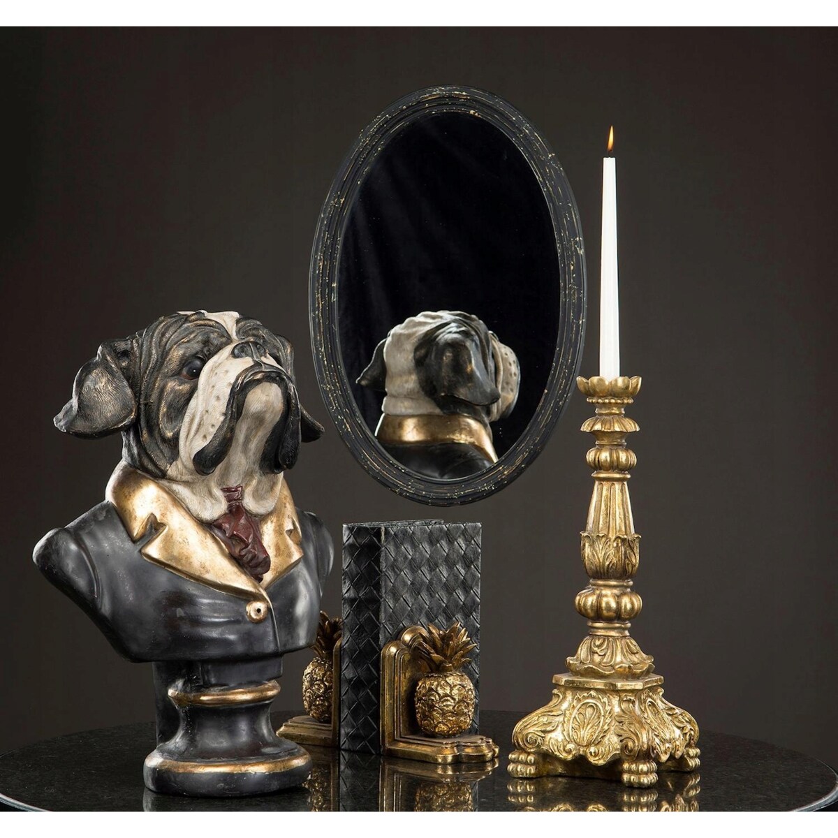 ŚWIECZNIK ZŁOTY KANDELABR DUŻY 45cm RETRO VINTAGE GLAMOUR WYSOKI DO DOMU