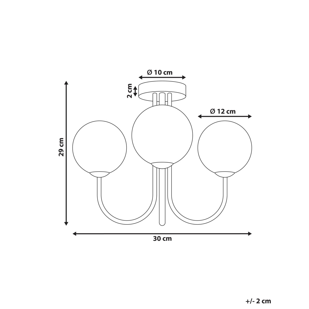 Lampa 3-punktowa szklana beżowa ANADYR