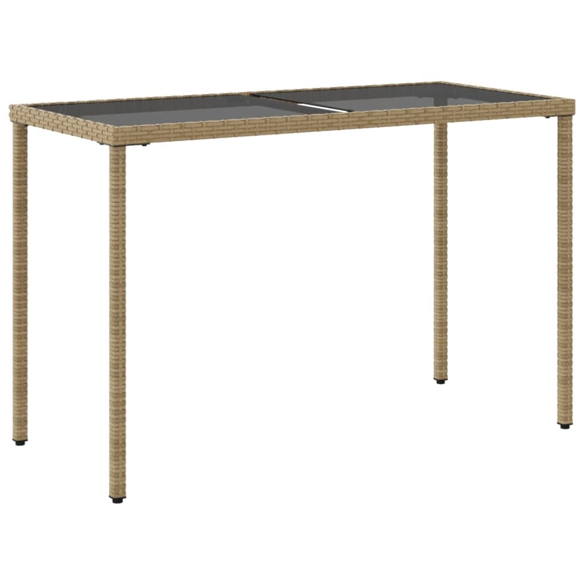 vidaXL Stół ogrodowy ze szklanym blatem, beż, 115x54x74 cm, rattan PE