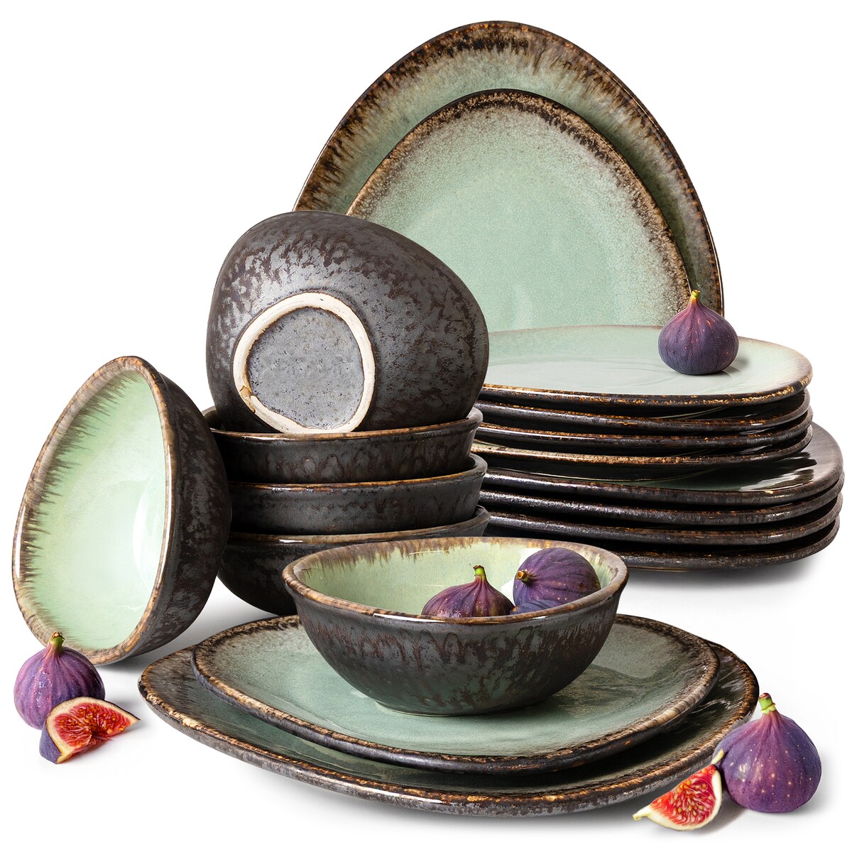 Konsimo PRIMA Zestaw obiadowy 6os. (18 el.), szałwiowy