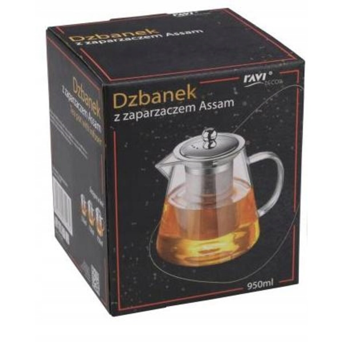 DZBANEK Z ZAPARZACZEM szklany 950 ml na zioła herbatę imbryk sitko napar