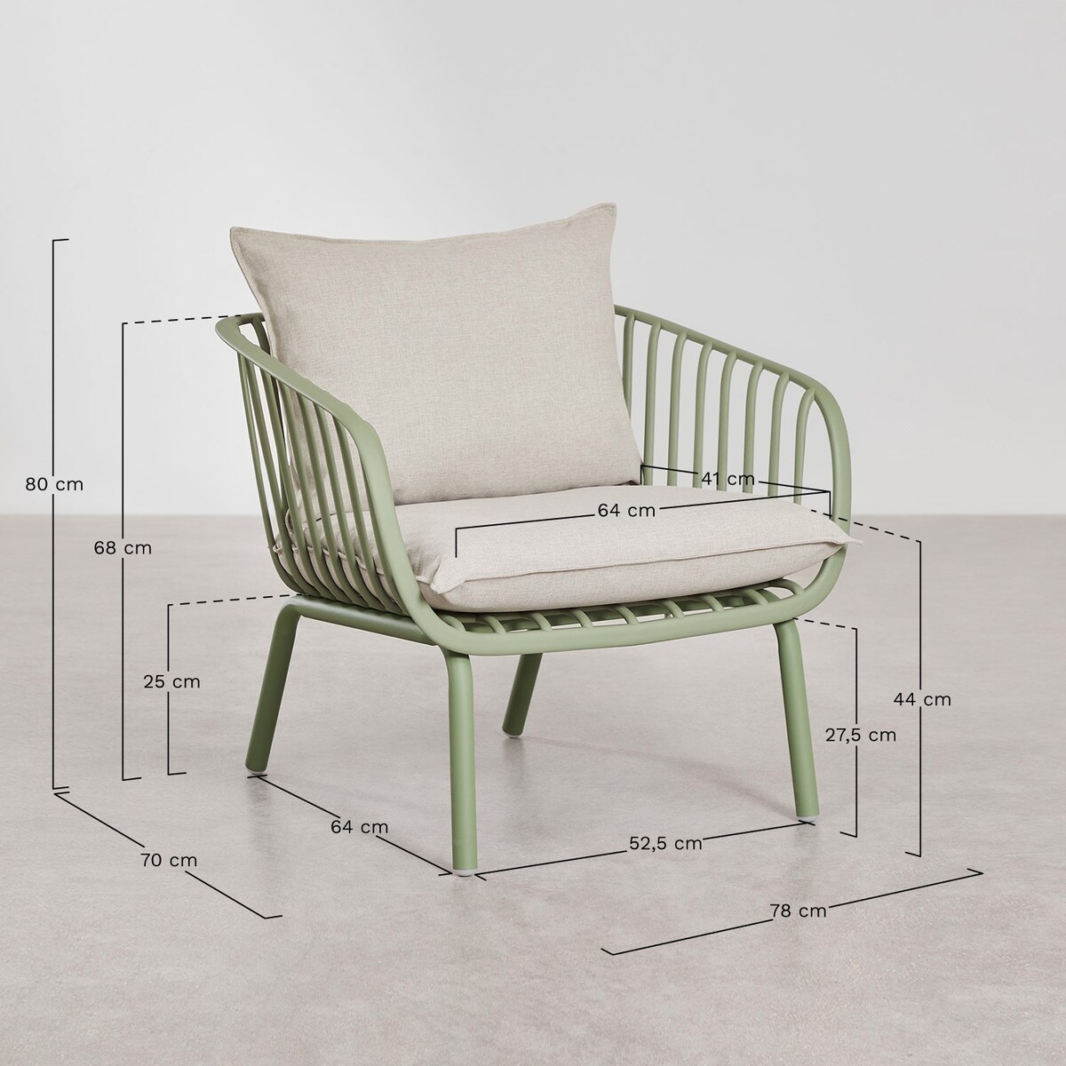 Zestaw ogrodowy: sofa, dwa fotele i dwa stoliko kawowe Aradina mięta