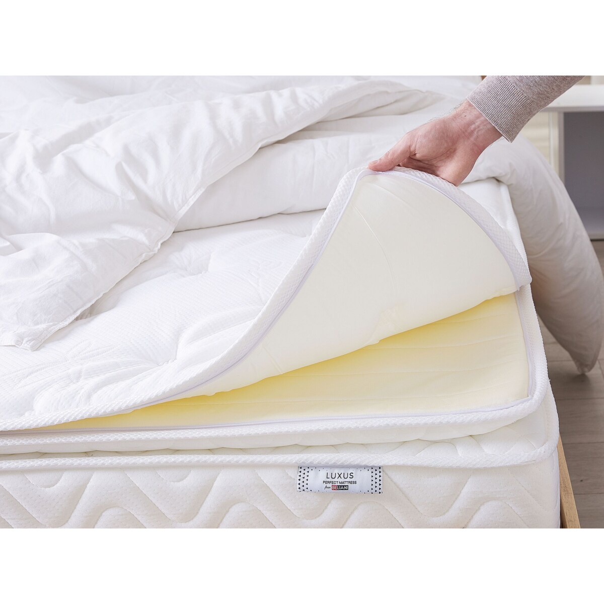 Materac kieszeniowy memory foam zdejmowny pokrowiec 160 x 200 cm średnio twardy LUXUS