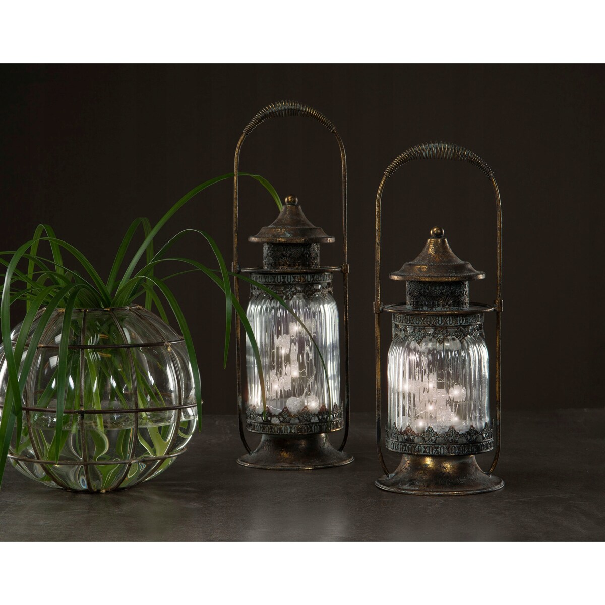 LAMPION STYL RETRO VINTAGE kolor stare złoto stojący / wiszący wys. 38cm