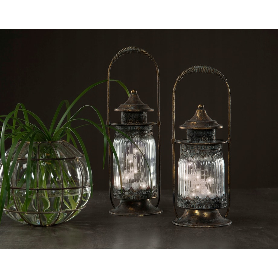 LAMPION STYL RETRO VINTAGE kolor stare złoto stojący / wiszący wys. 38cm