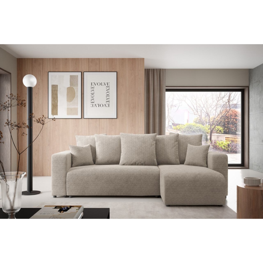 Narożnik EVORA L z pojemnikiem tkanina miękki plusz Kolor: Onega 02