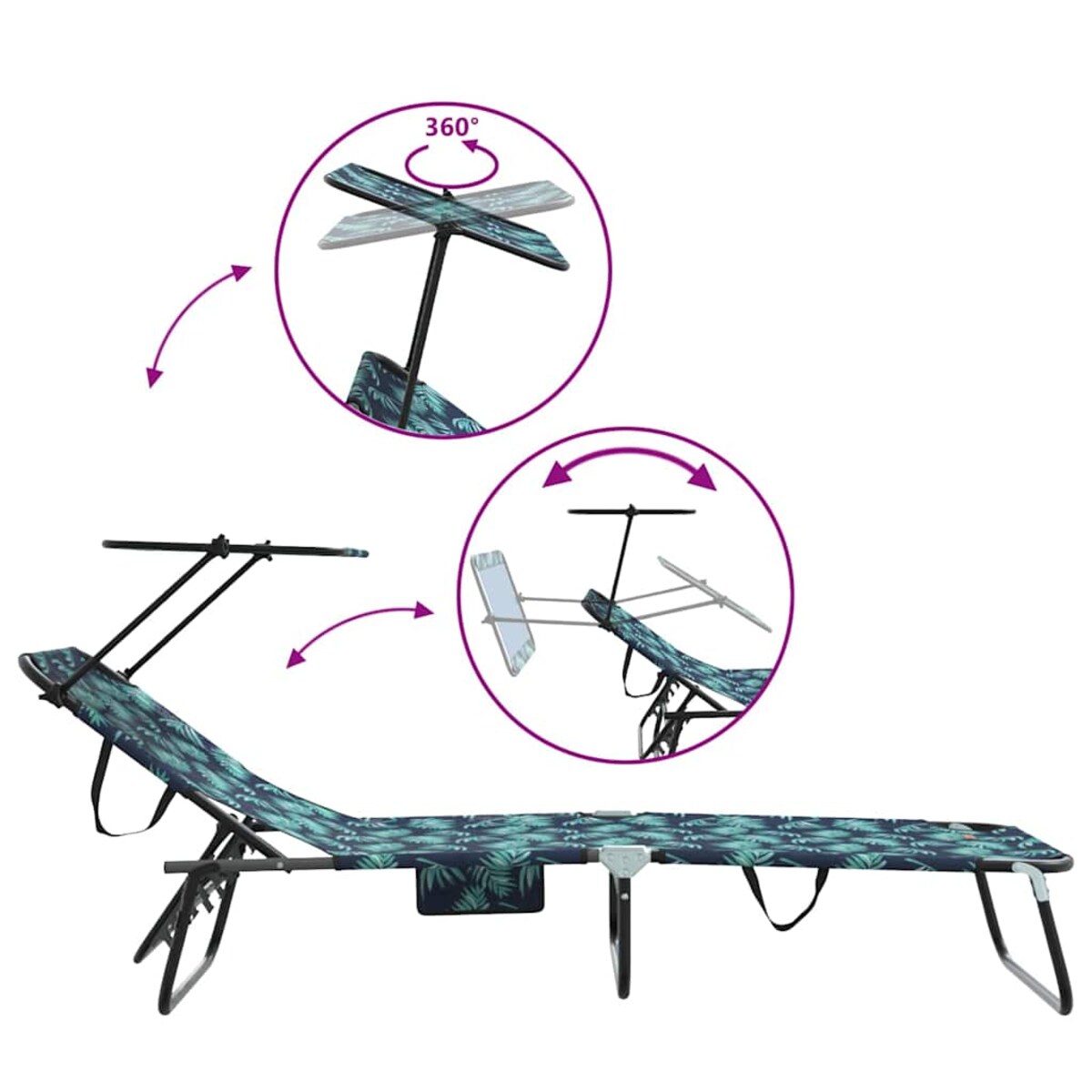 vidaXL Składany leżak z poduszką Zielony 56 x 190 x 81cm tkanina