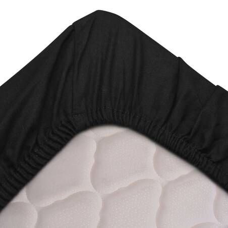 vidaXL Prześcieradła z gumką, 2 szt., 180x200 cm, bawełna, czarne