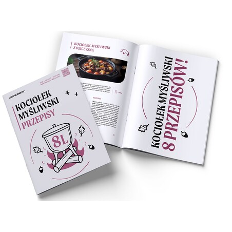 Kociołek żeliwny 8L Berdsen BD-482 garnek myśliwski pieczonka na ognisko grill + przepisy