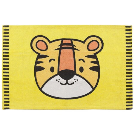 Dywan dziecięcy bawełniany motyw tygrysa 60 x 90 cm żółty RANCHI