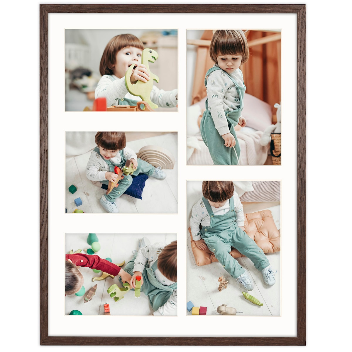 Ramka na zdjęcia 2x 15x21 3x 13x18 brązowa galeria na 5 zdjęć multirama 40x50 cm FRAMAI