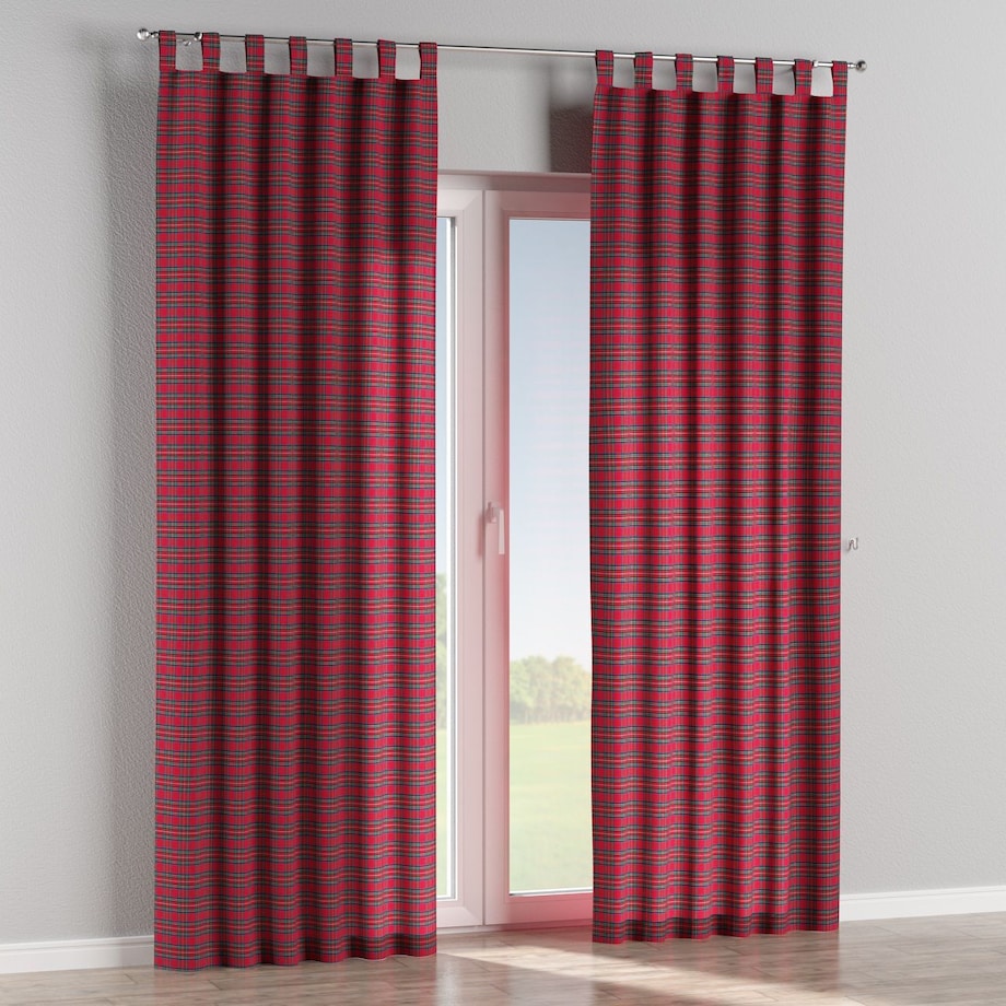 Zasłona na szelkach 1 szt. 130x260 czerwona kratka