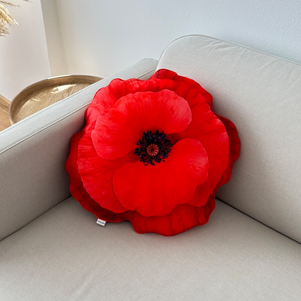 Poduszka duża czerwony Mak polny, kwiat maku