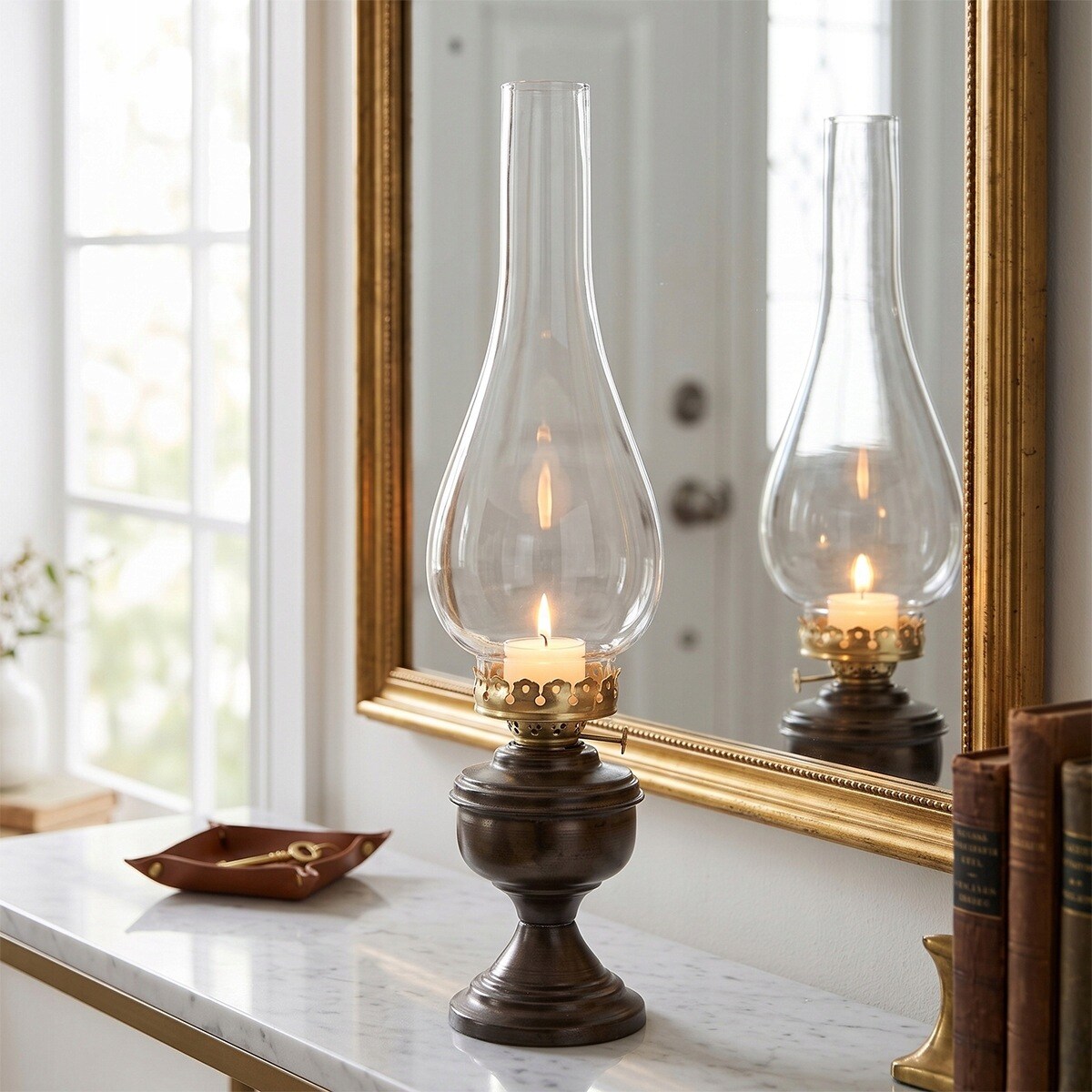 ŚWIECZNIK NA TEALIGHT LAMPA NAFTOWA SZKLANY SKANDYNAWSKI LOFT WYSOKI