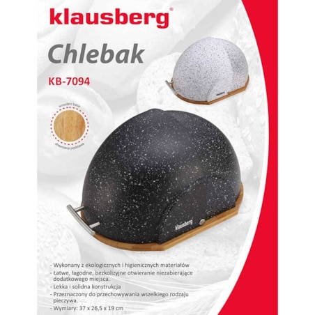 Chlebak bambusowo-akrylowy czarny marmurek KLAUSBERG
