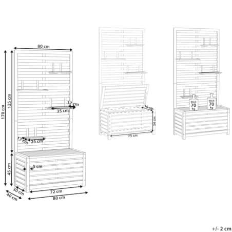 Ławka-schowek z półkami MATINO Drewno akacjowe 170 cm 80 cm Brązowy