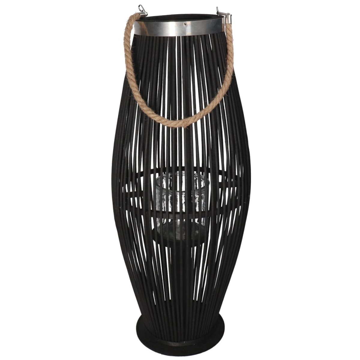 Lampion Bambusowy Rattanowy Latarnia 70 Cm Czarny