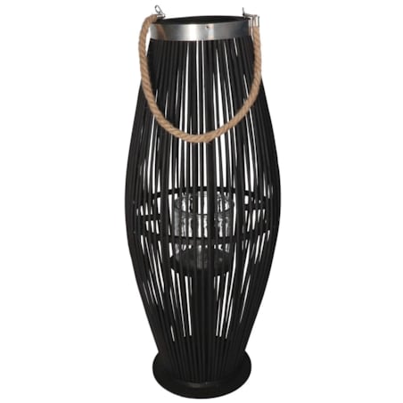 Lampion Bambusowy Rattanowy Latarnia 70 Cm Czarny