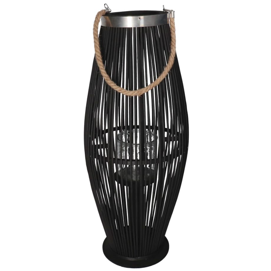 Lampion Bambusowy Rattanowy Latarnia 70 Cm Czarny