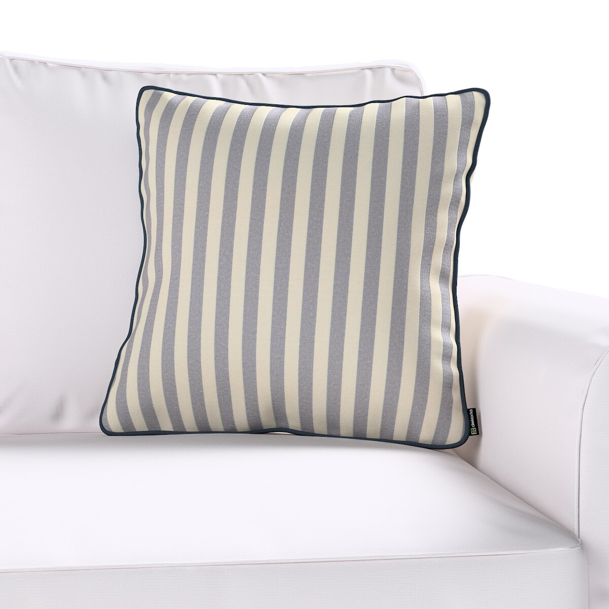 Poszewka Gabi na poduszkę 45x45 granatowo-białe pasy (1,5cm)
