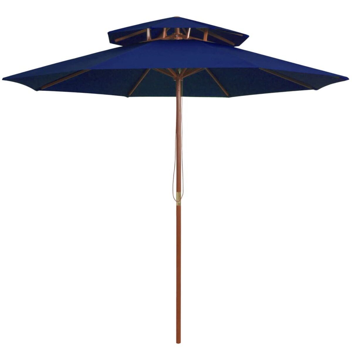 vidaXL Parasol ogrodowy z dwupoziomową czaszą, niebieski, 270 cm