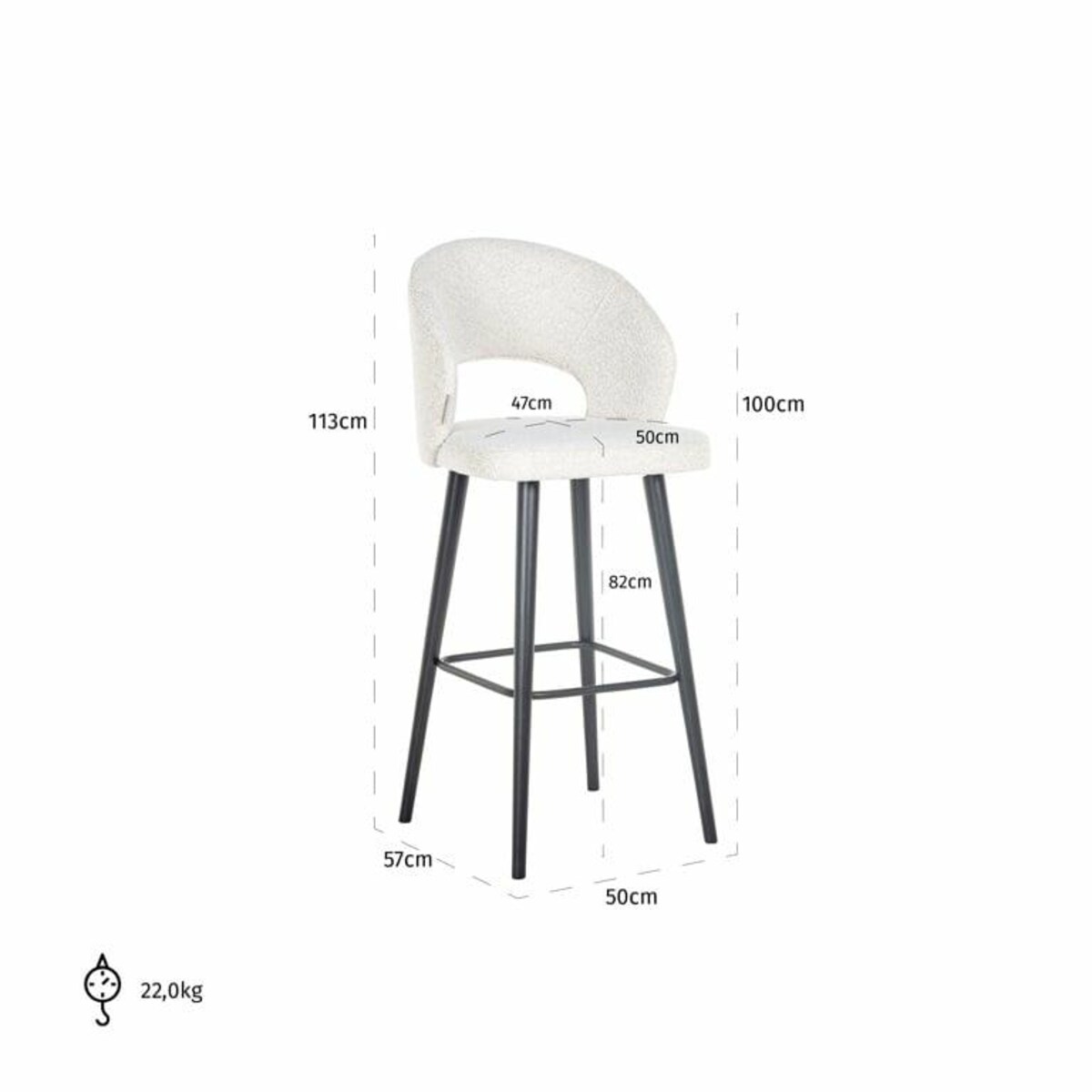 Krzesło do baru Savoy S4562 WHITE BOUCLE Richmond Interiors biały czarny